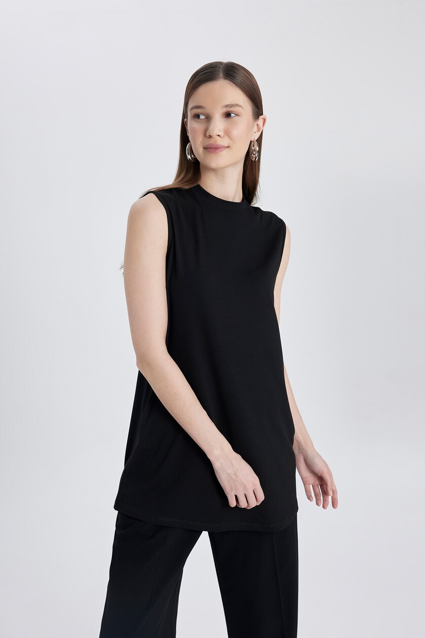 نساء أسود Regular Fit Short Sleeve Tunic