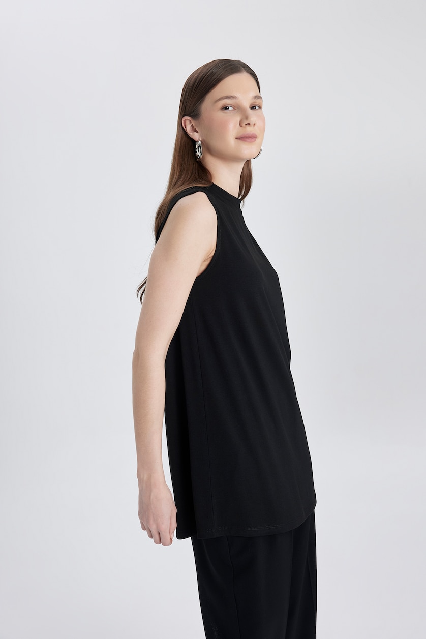 نساء أسود Regular Fit Short Sleeve Tunic