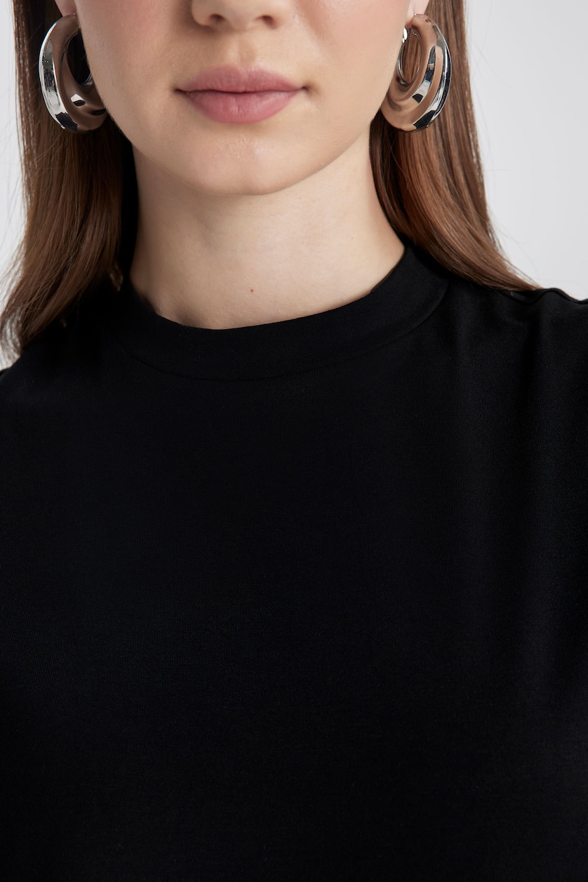 نساء أسود Regular Fit Short Sleeve Tunic