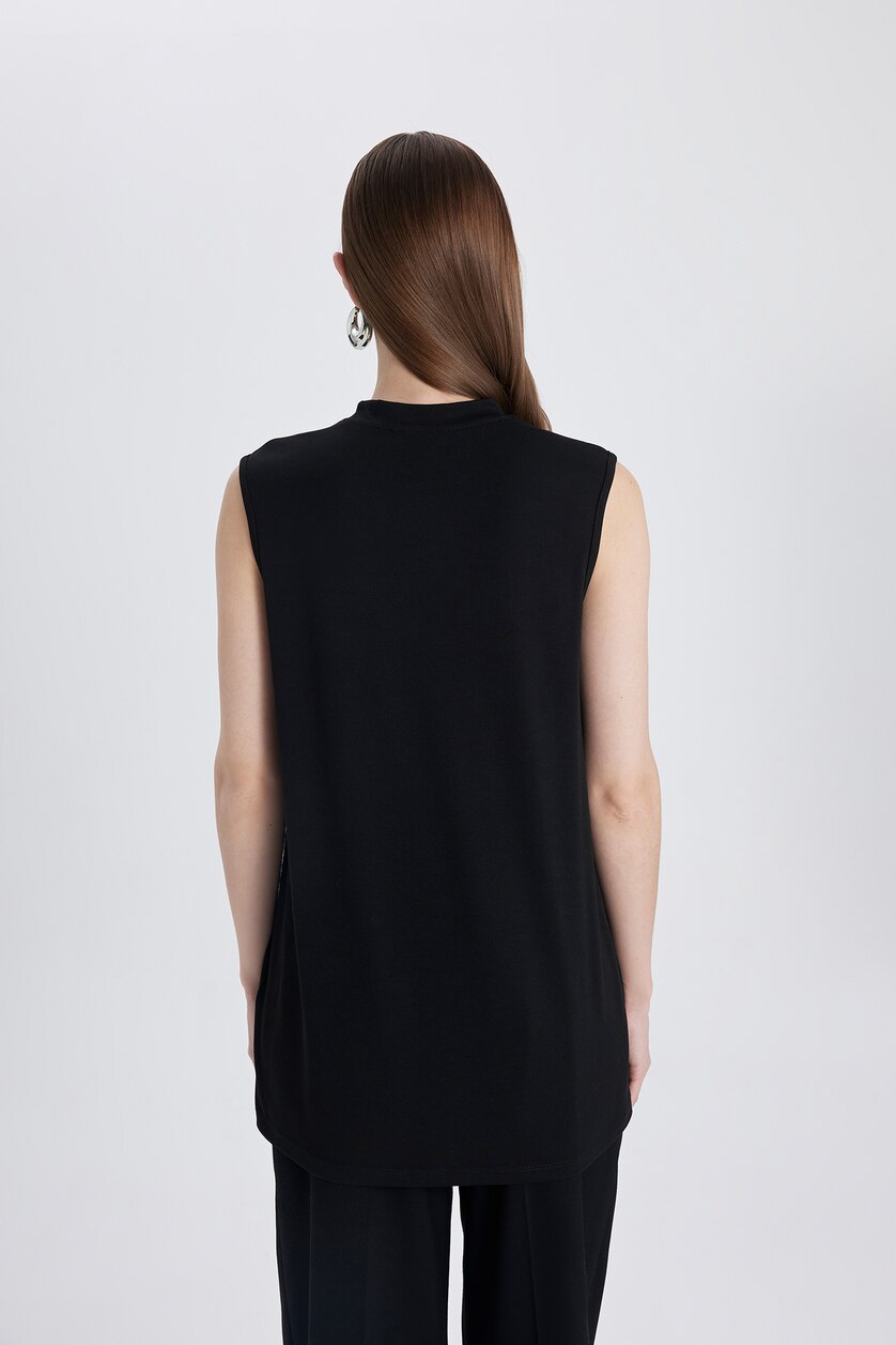 نساء أسود Regular Fit Short Sleeve Tunic