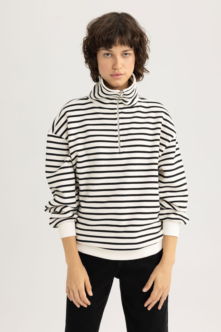 Kadın Taş Regular Fıt Kalın Kumaş Sweatshirt