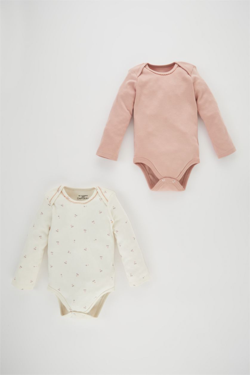 BABY GIRL Pink Baby Girl 2 piece Long Sleeve Snap Body