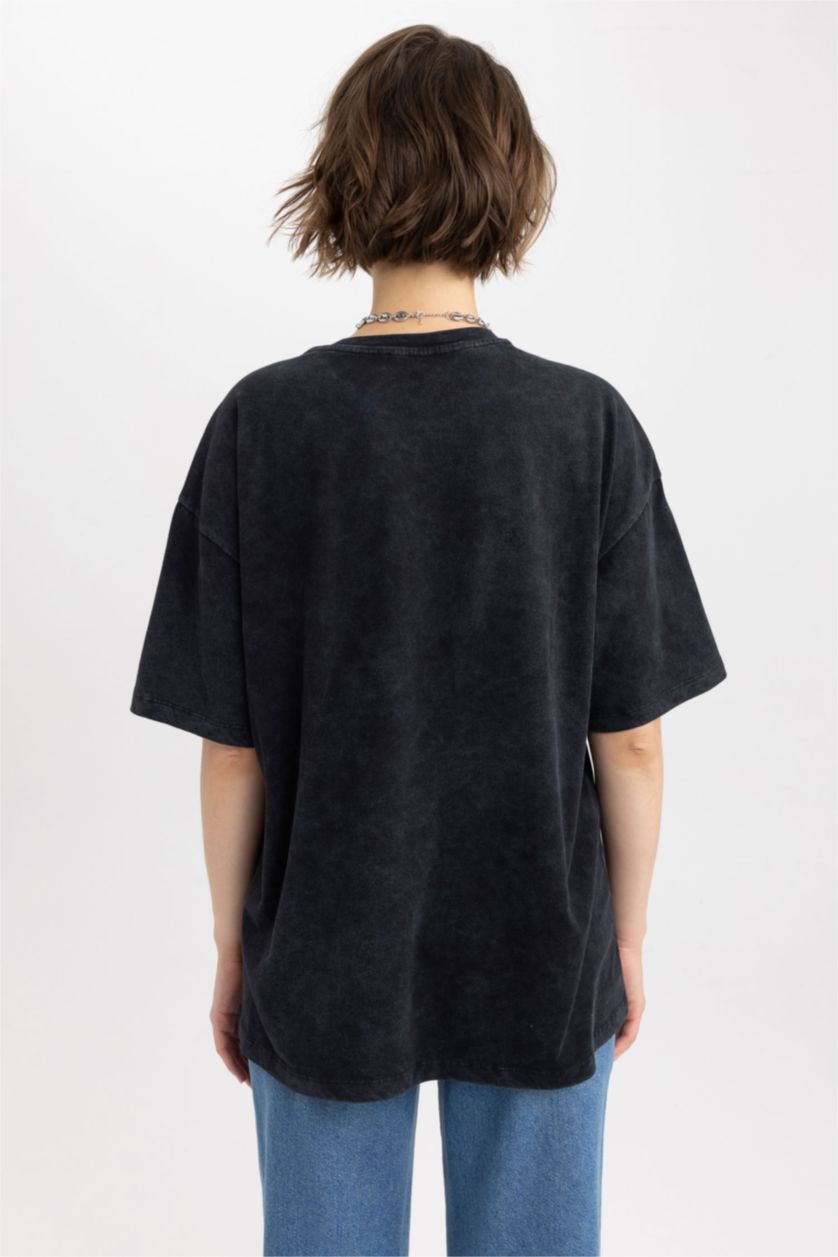 نساء أسود Oversize Fit Short Sleeve T-Shirt