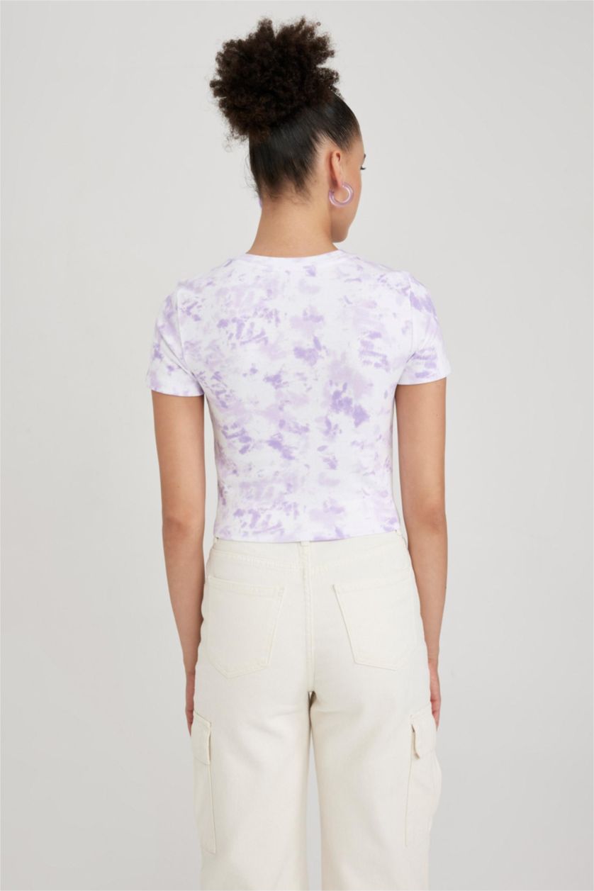 نساء أرجواني فاتح تيشيرت نص ردن سليم فيت بطبعة شعار