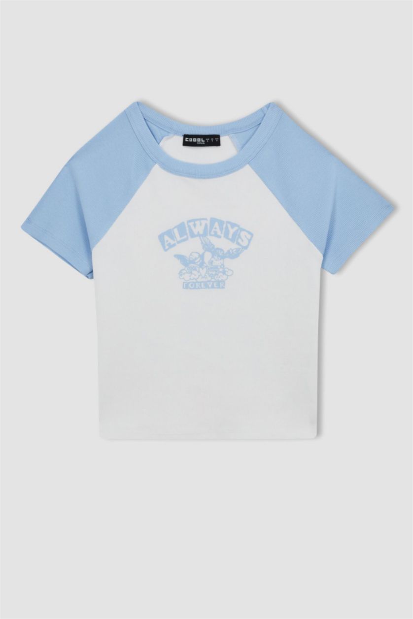 FEMME Bleu T-Shirt à manches courtess Coupe Slim imprimé