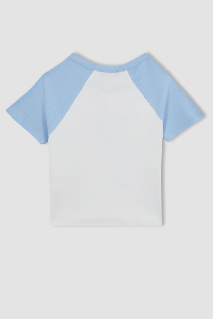 FEMME Bleu T-Shirt à manches courtess Coupe Slim imprimé