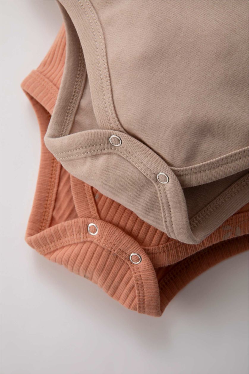 BÉBÉ FILLE Beige Body à manches longues avec boutons-pression Col enveloppe Basique 2 BéBé Fille