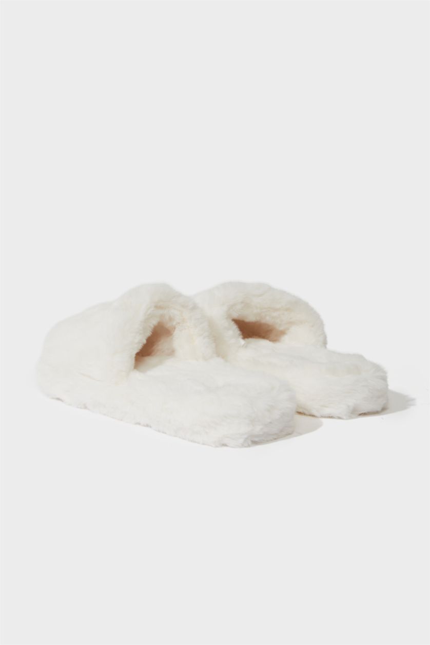 WOMAN Ecru Woman Flat Sole Home Slippers