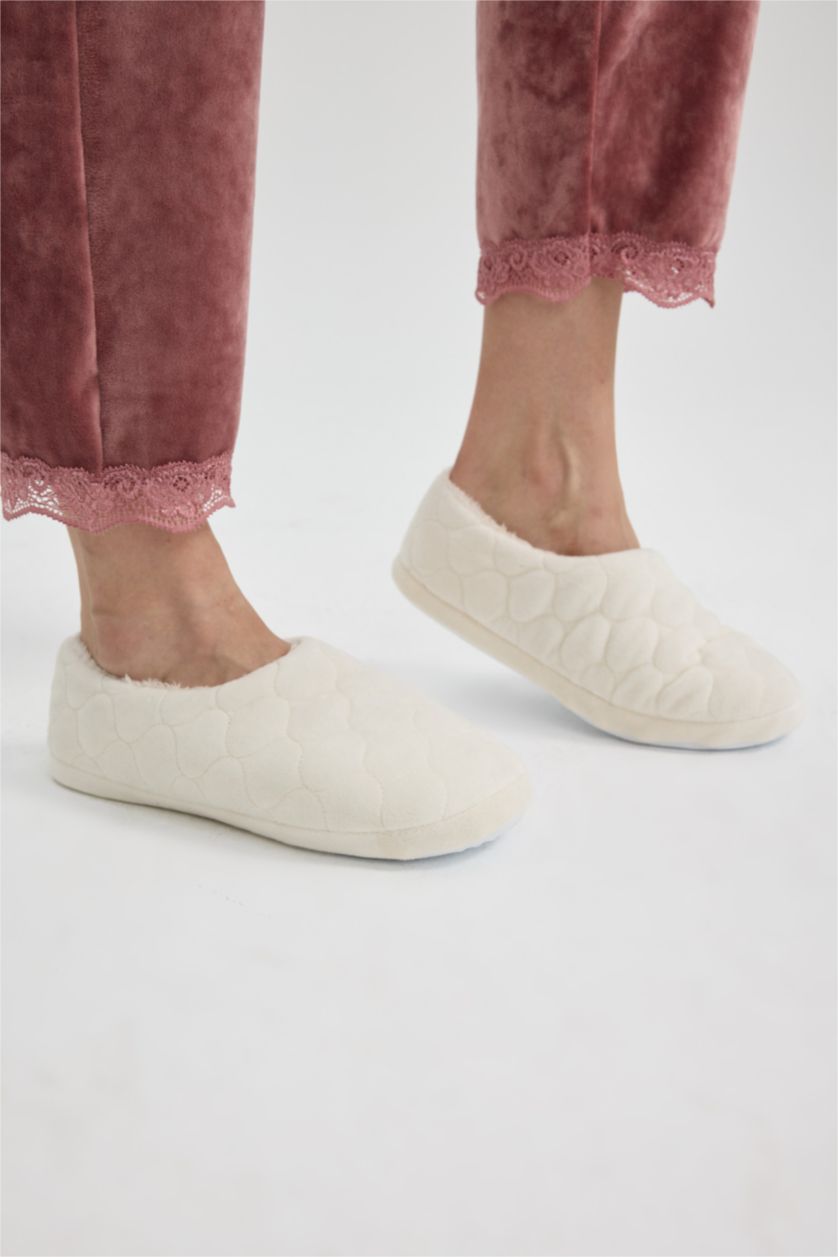 FEMME Écru Pantoufles de maison pour Femme, semelle Plate