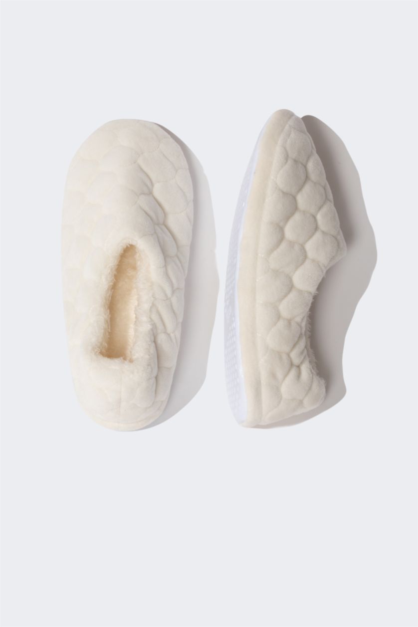 FEMME Écru Pantoufles de maison pour Femme, semelle Plate