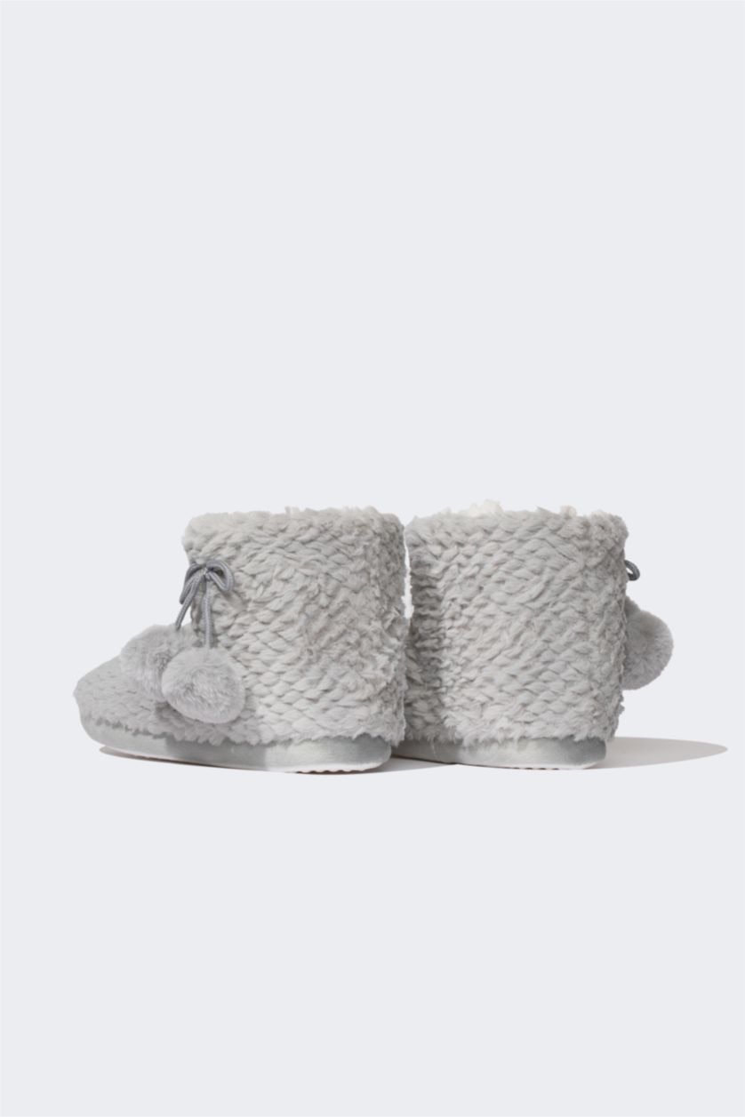 FEMME Gris Pantoufles de maison Semelle Plate