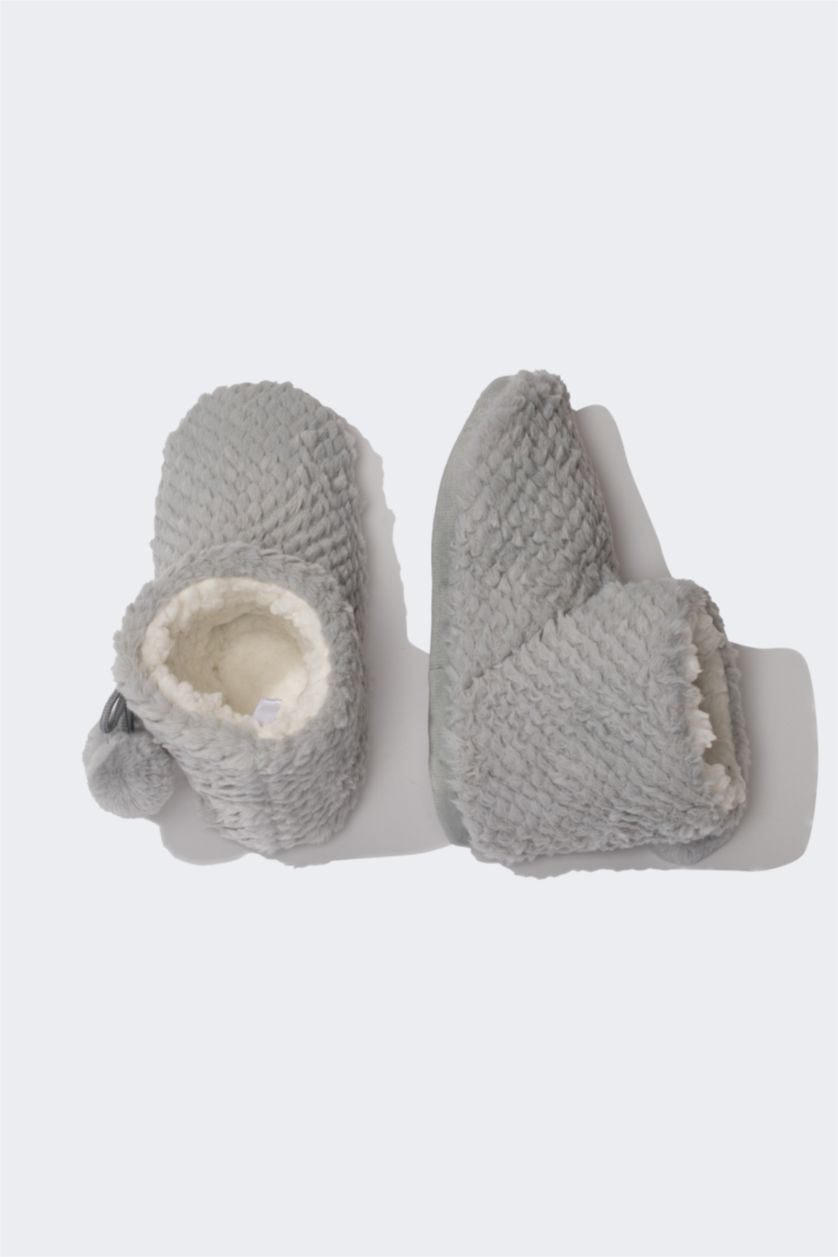 FEMME Gris Pantoufles de maison Semelle Plate