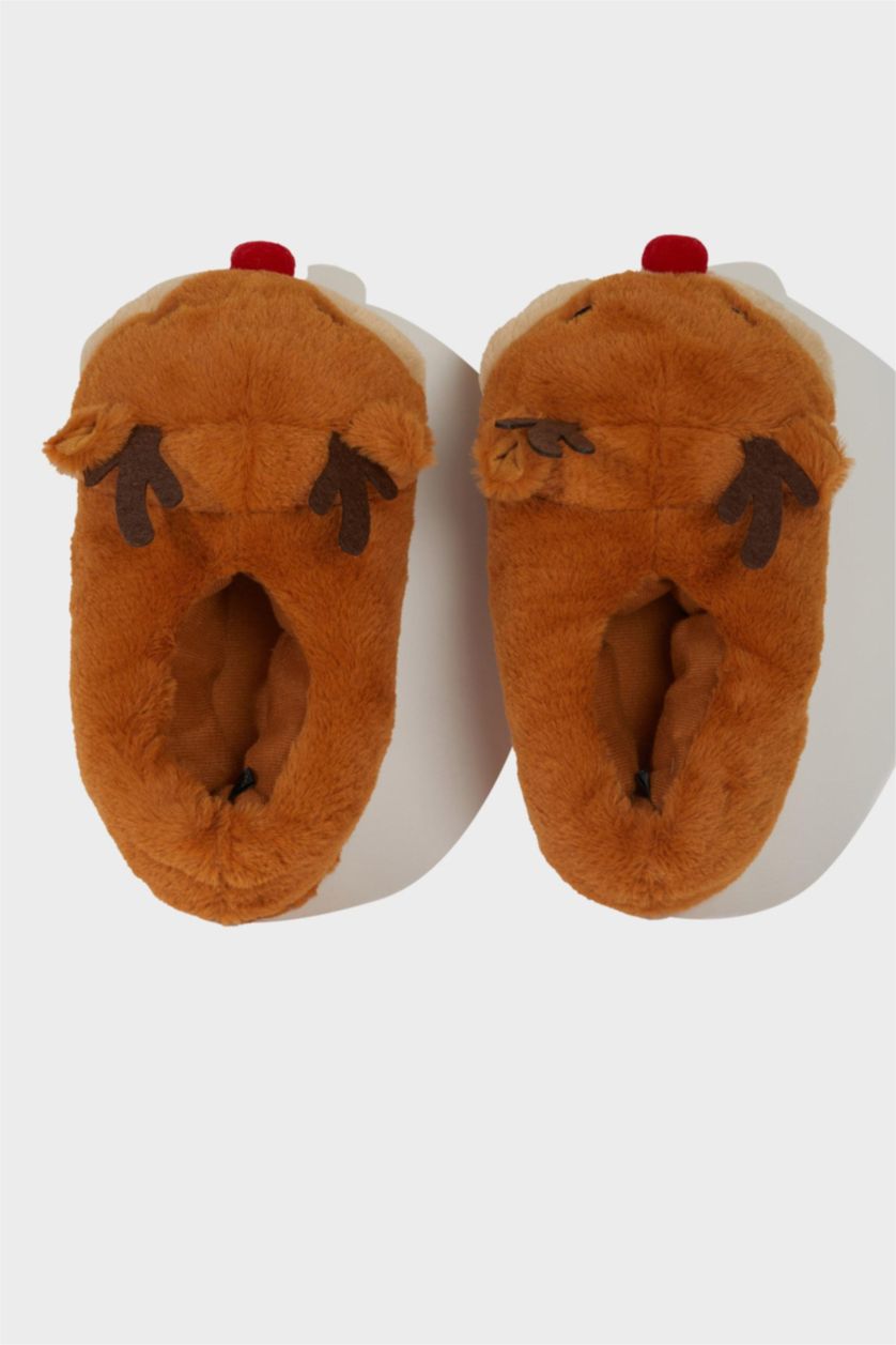 WOMAN Brown Woman Flat Christmas Home Slippers