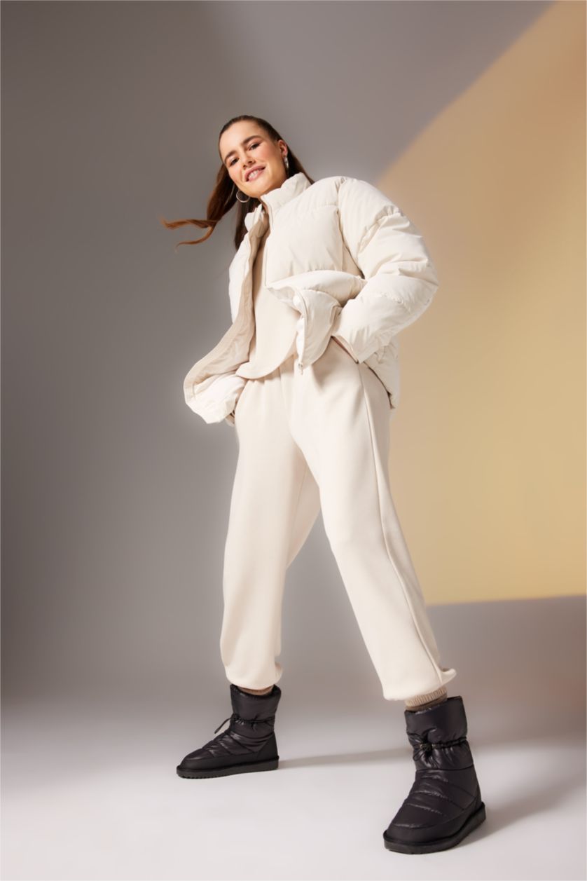 نساء أسود بوت نسائي شتوي بكعب سميك