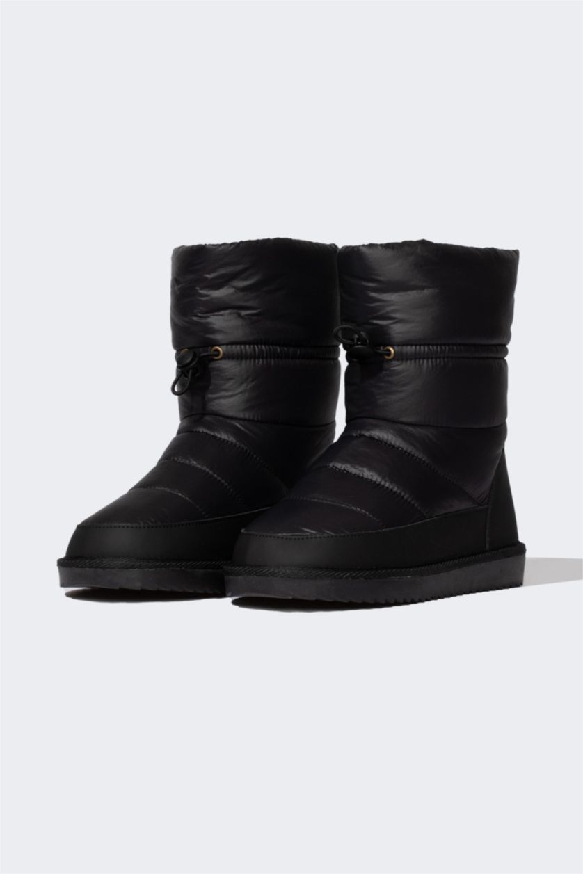 نساء أسود بوت نسائي شتوي بكعب سميك