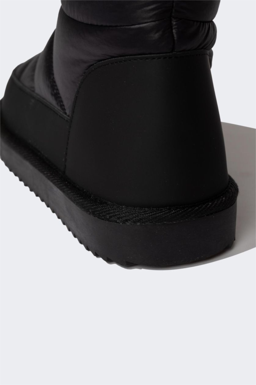 نساء أسود بوت نسائي شتوي بكعب سميك