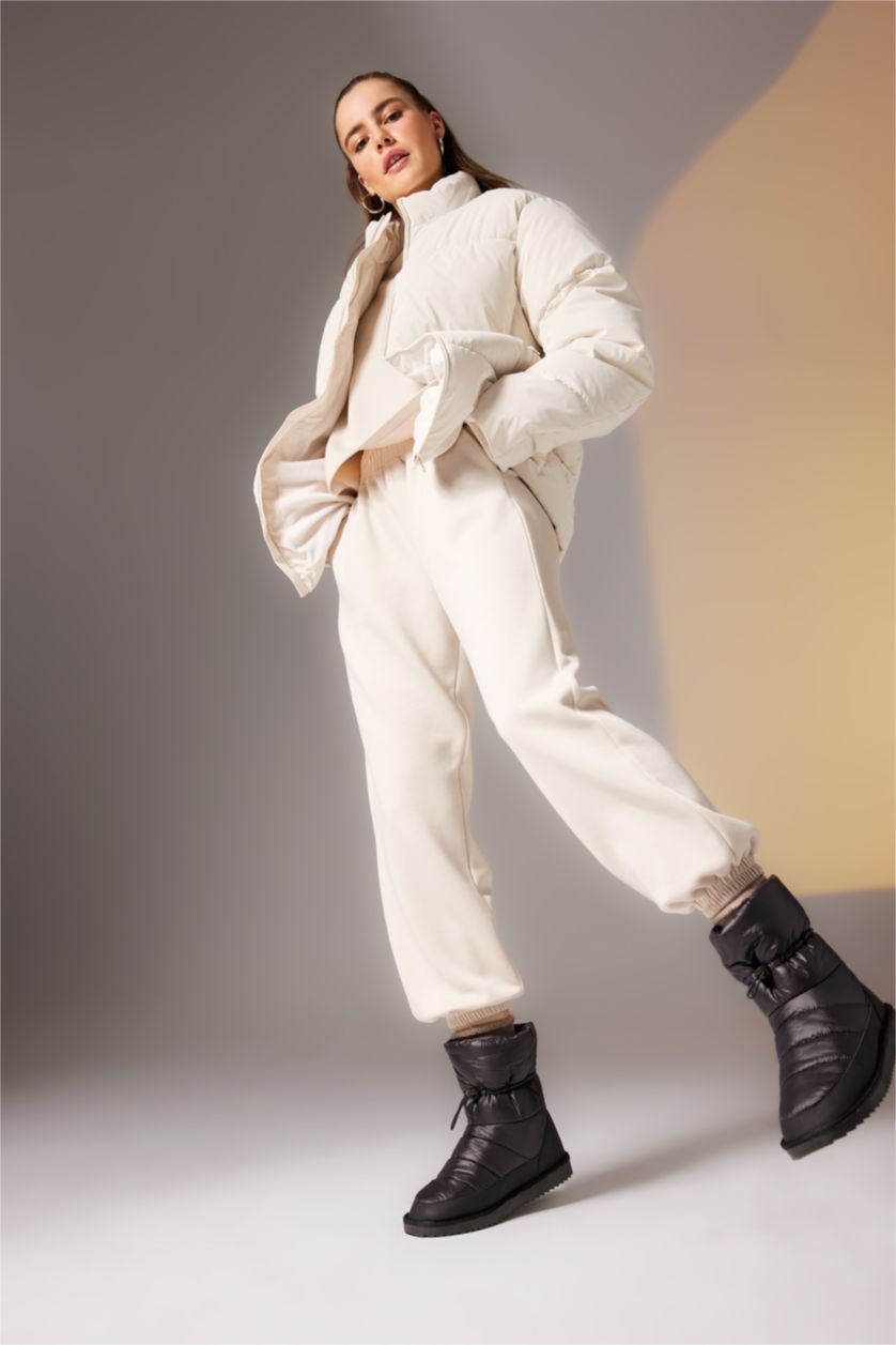 نساء أسود بوت نسائي شتوي بكعب سميك