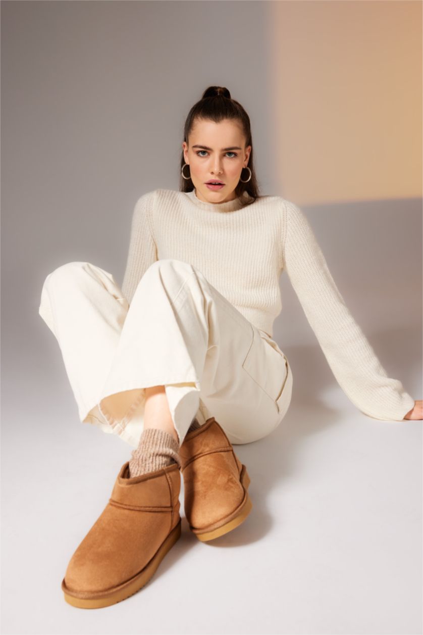 FEMME Marron Bottes d'Hiver Plates Pour Femme