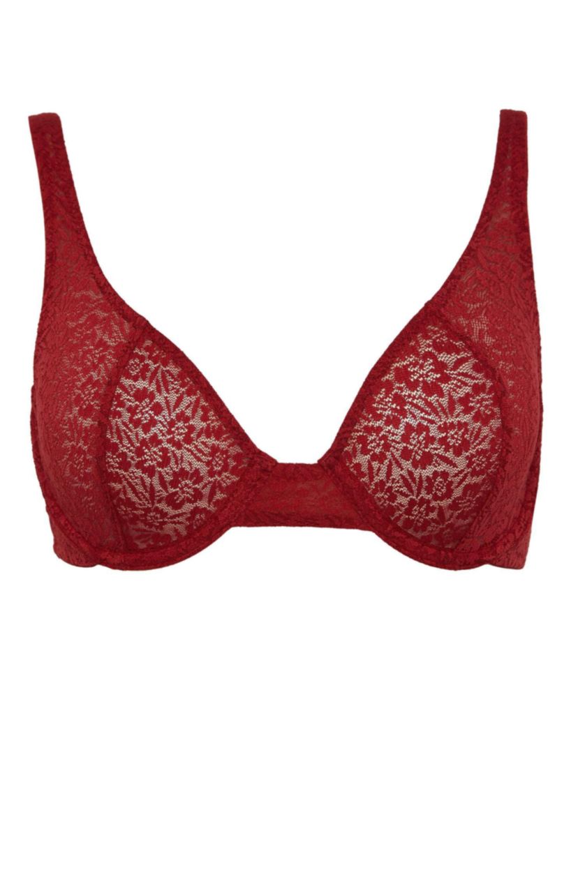 FEMME Bordeaux Soutien-gorge en dentelle à armatures sans coussinets - Fall in Love