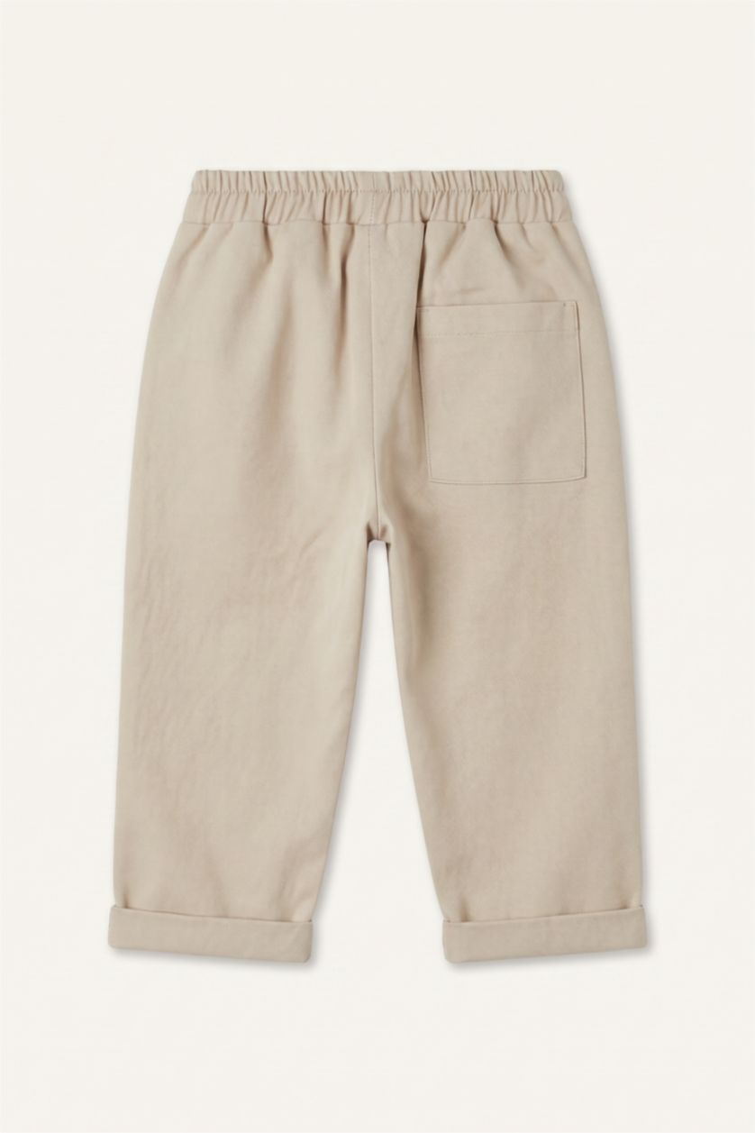 Baby Boys Beige Regular Fit Gabardine Trousers