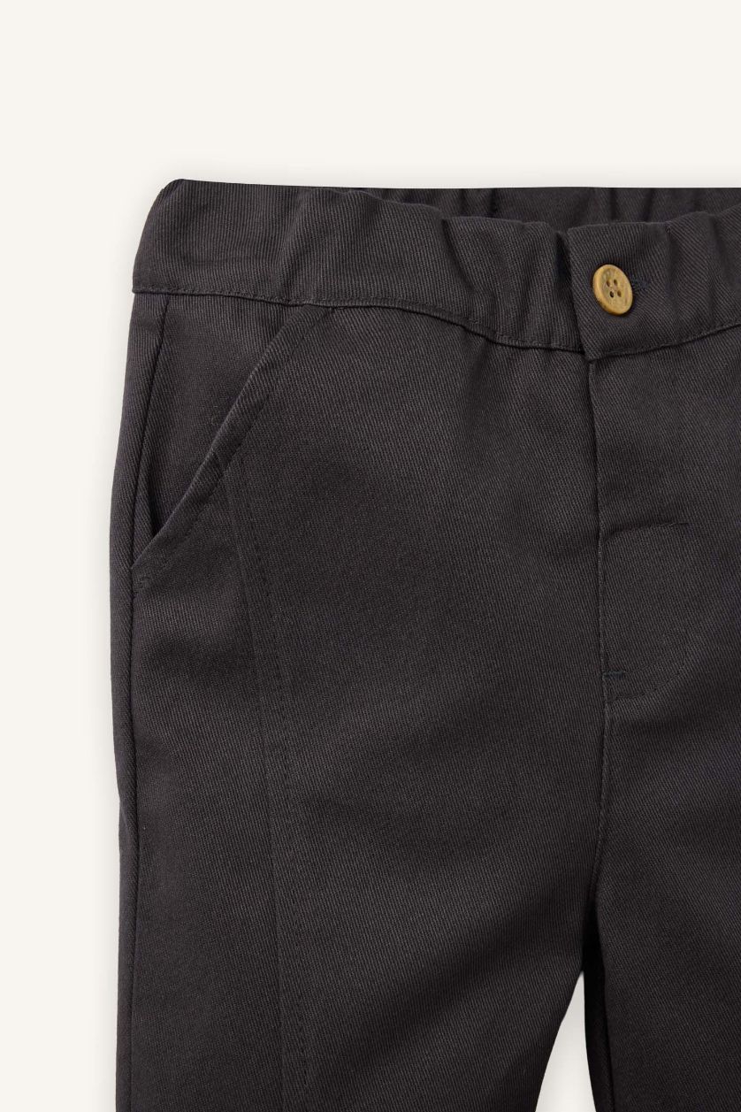 Erkek Bebek Antrasit Beli Lastikli Düz Paça Gabardin Pantolon Erkek Bebek