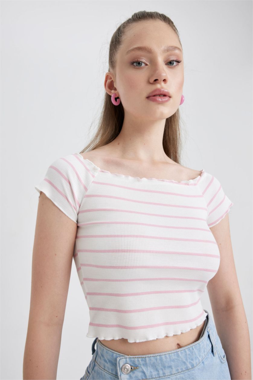 Женщины Кремовый Футболка в полоску, Coool
