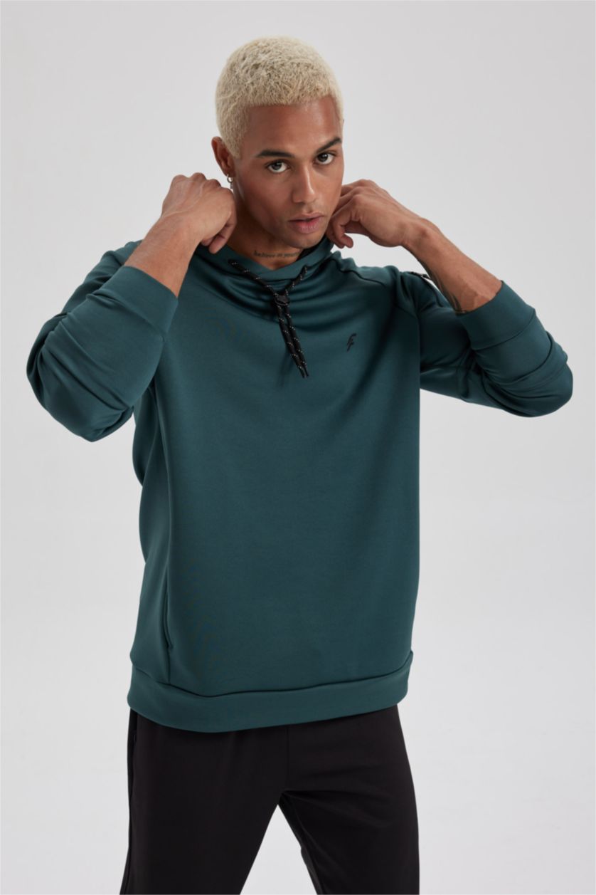 HOMME Vert Foncé Sweat à Capuche Coupe standard à Manches Longues