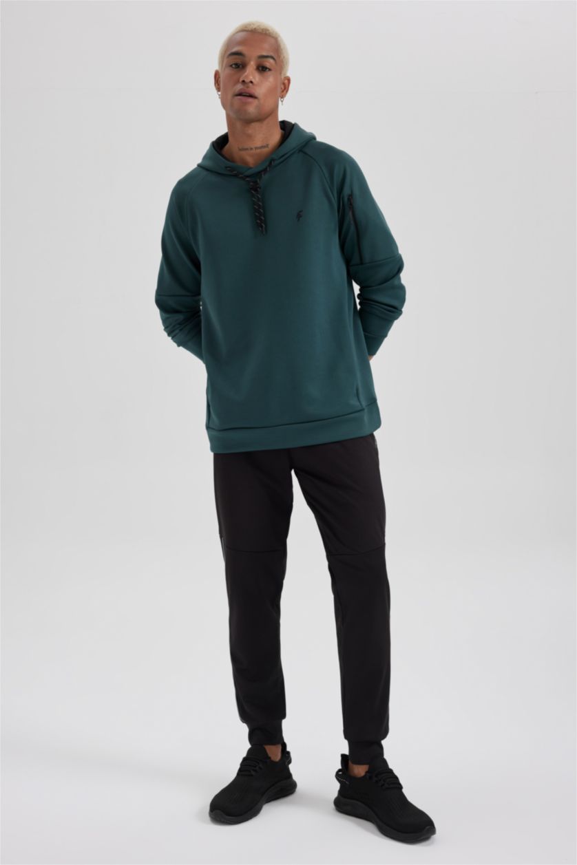 HOMME Vert Foncé Sweat à Capuche Coupe standard à Manches Longues