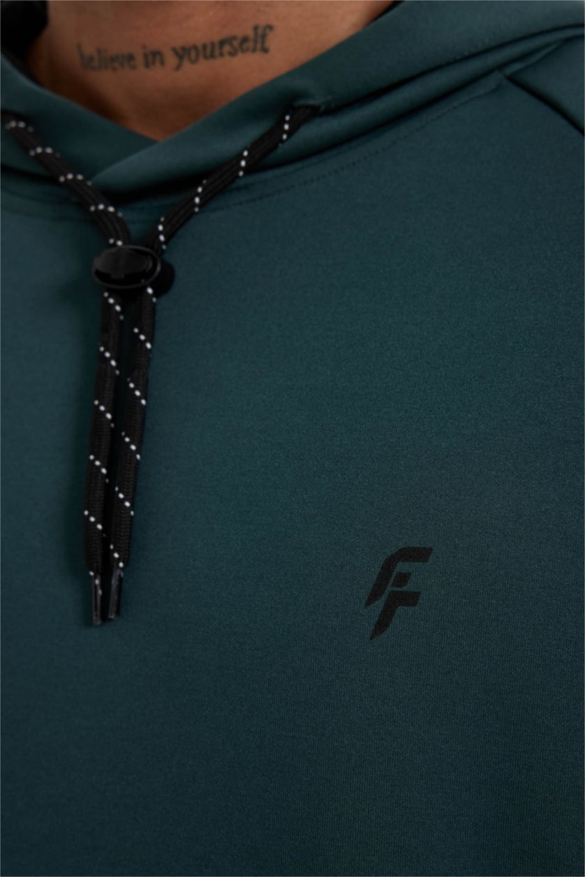 HOMME Vert Foncé Sweat à Capuche Coupe standard à Manches Longues