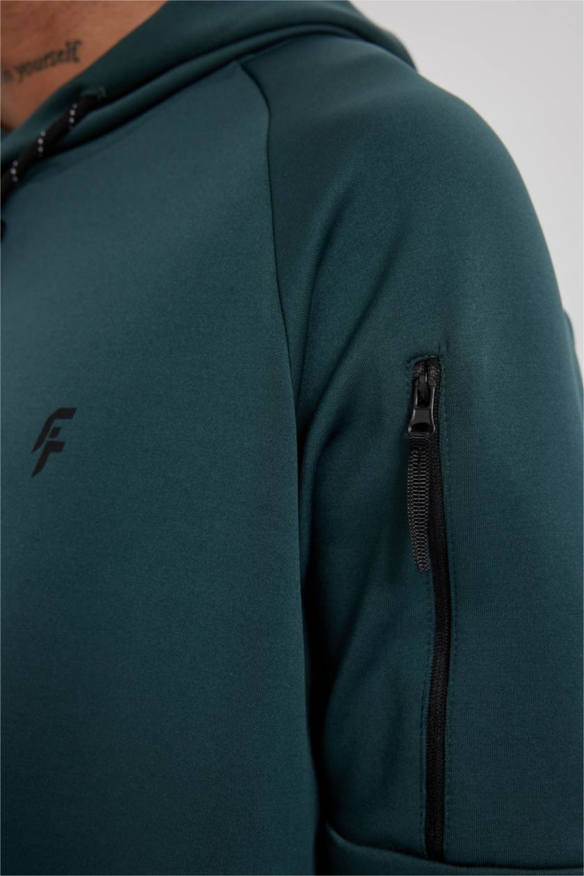 HOMME Vert Foncé Sweat à Capuche Coupe standard à Manches Longues