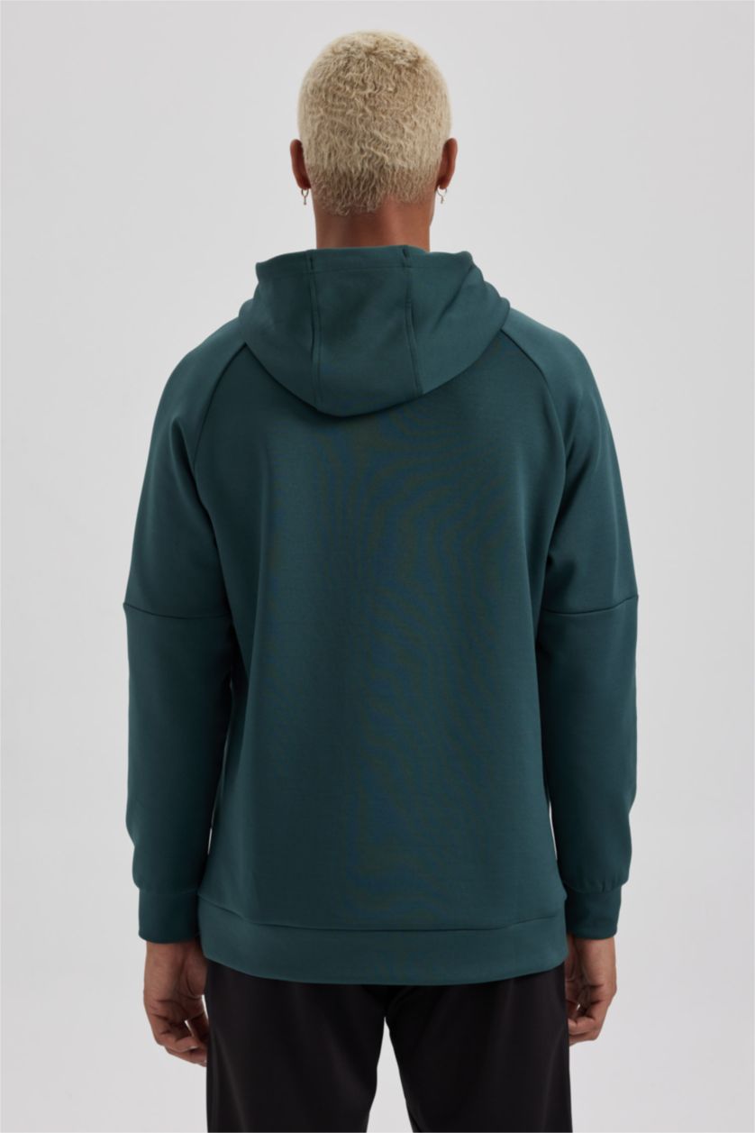 HOMME Vert Foncé Sweat à Capuche Coupe standard à Manches Longues
