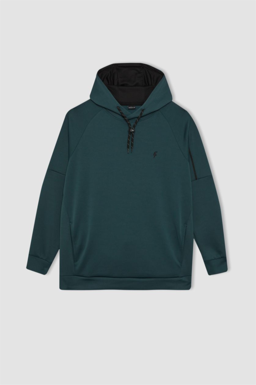 HOMME Vert Foncé Sweat à Capuche Coupe standard à Manches Longues