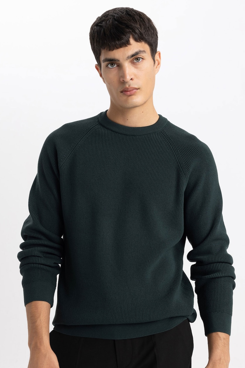 رجال أخضر غامق Standard Fit Knitwear Pullover