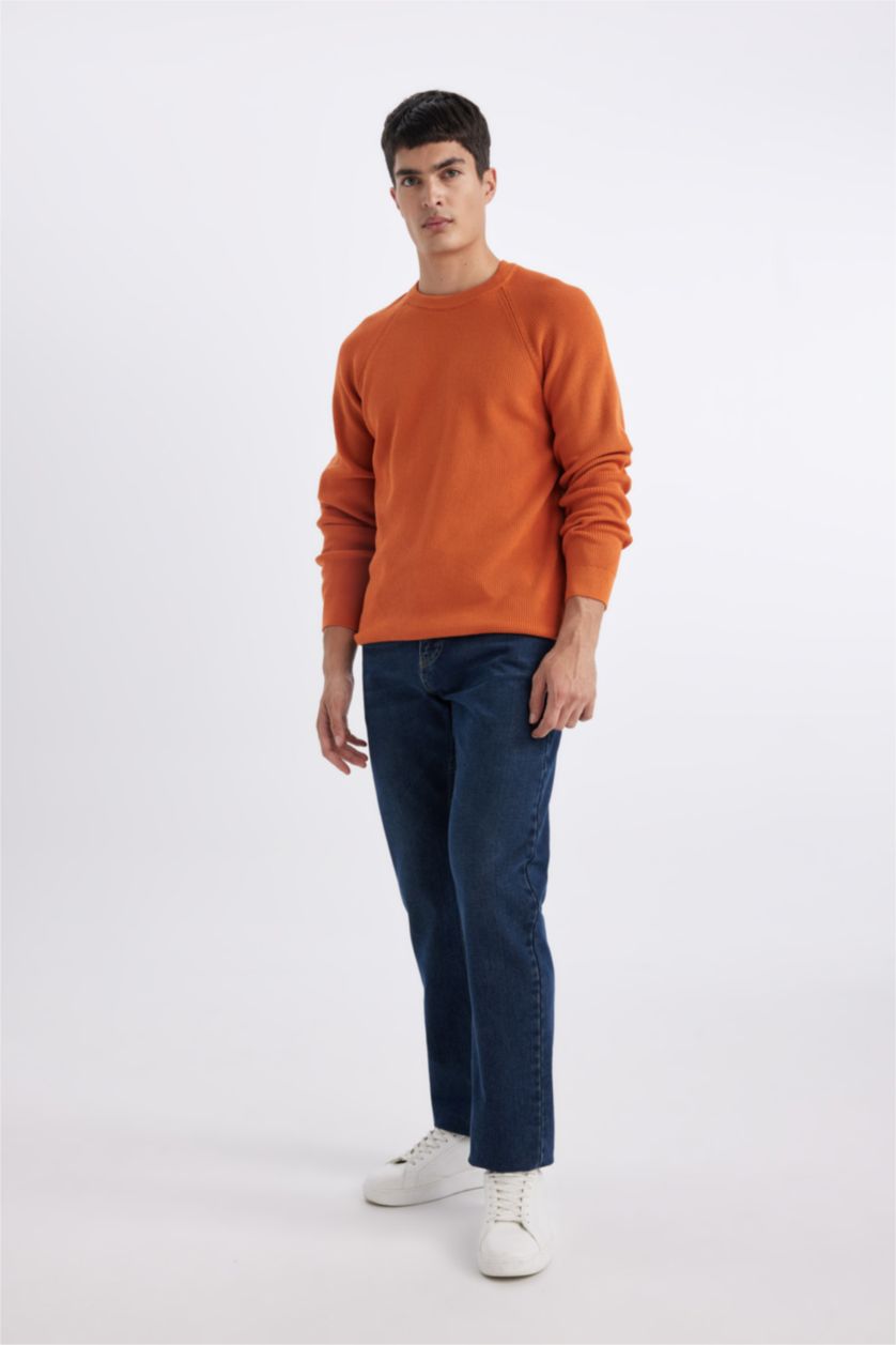 MAN Orange Standard Fit Crew Neck Basic Knitted Pullover