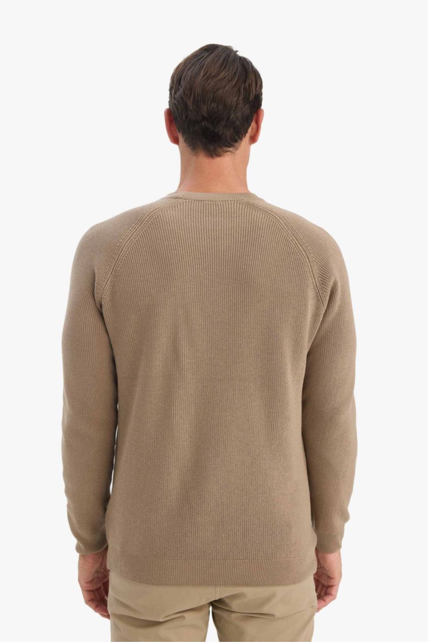 MAN Beige Standard Fit Crew Neck Knitwear Pullover