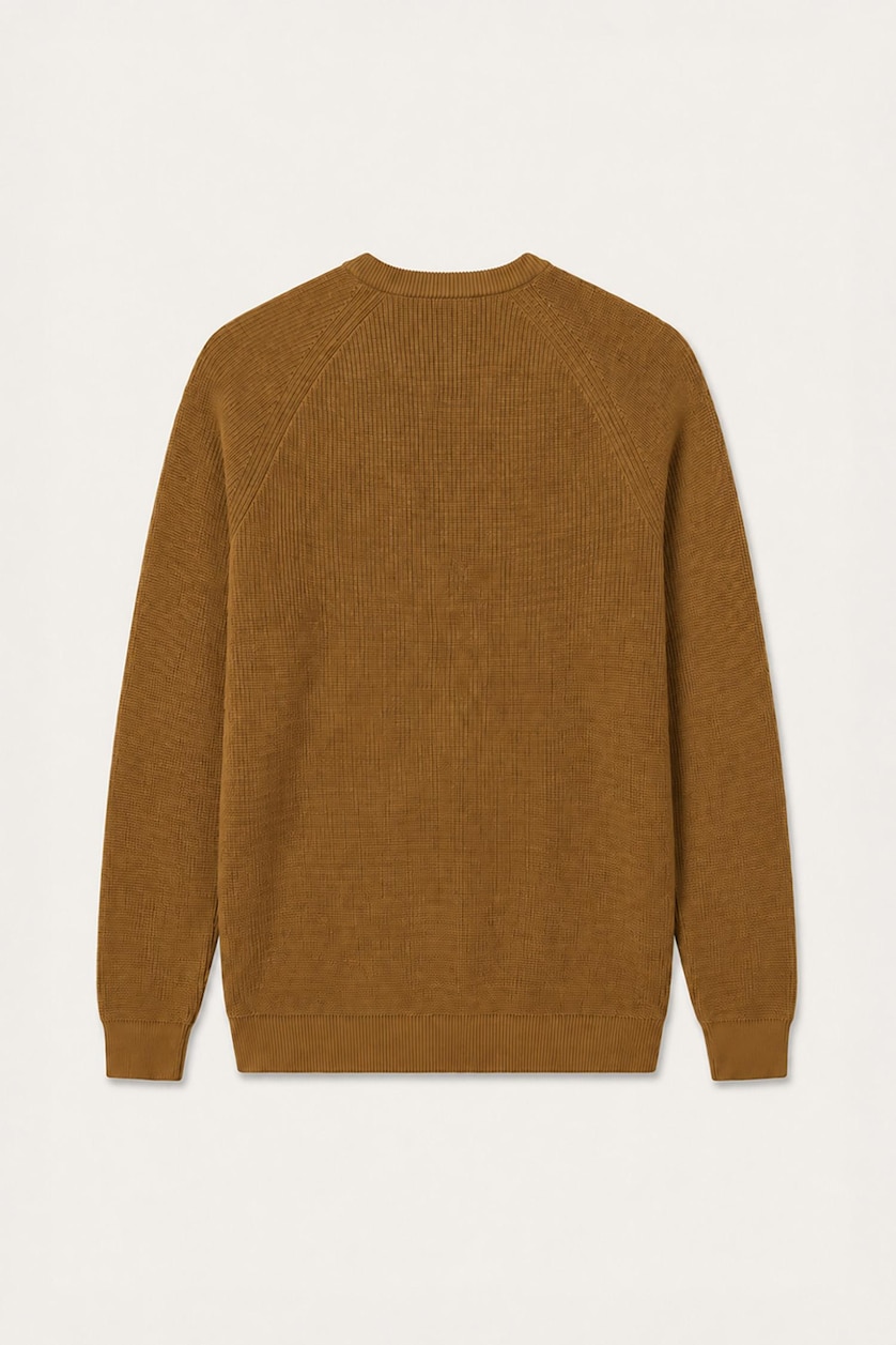 HOMME Jaune Pull en tricot basic à col rond et manches longues Coupe standard