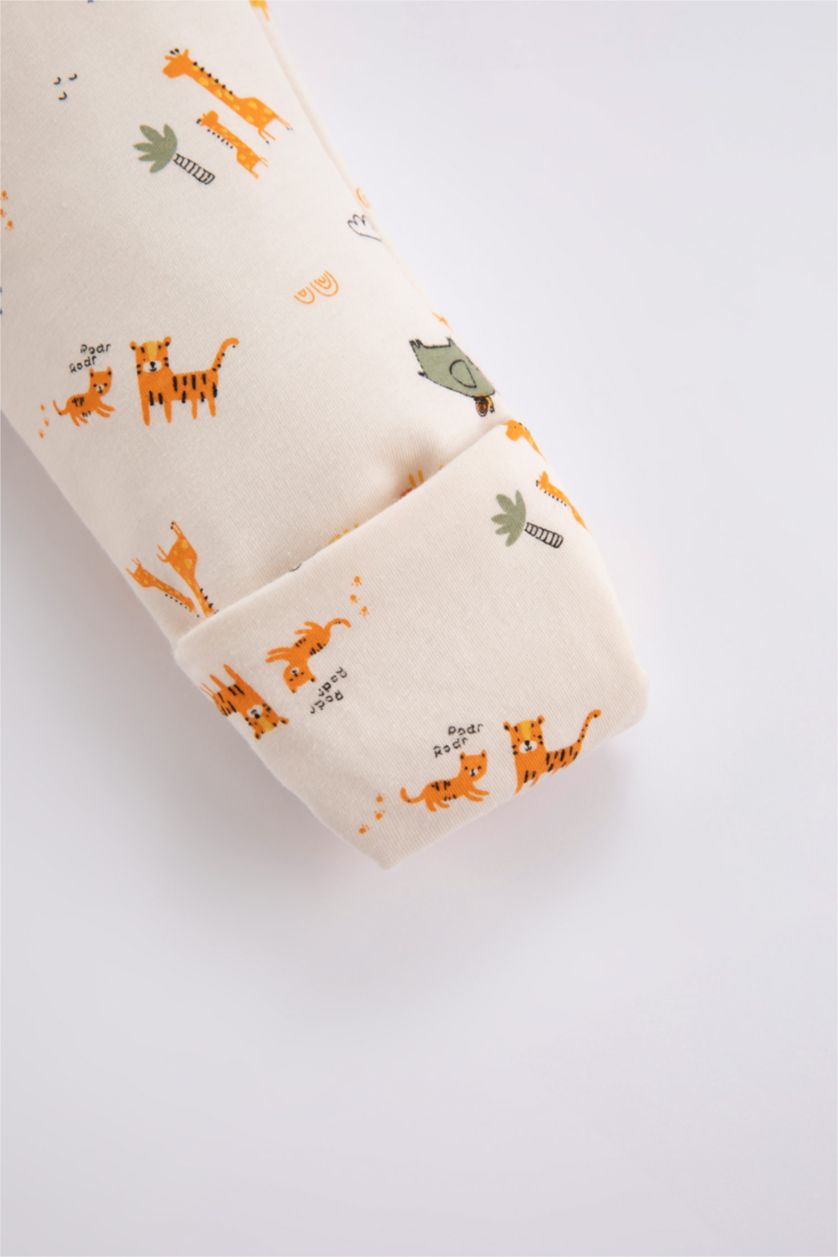 BÉBÉ GARÇON Écru Salopette Jersey Avec Fermeture Aux Poignets Pour Bébé Garçon Nouveau-Né"