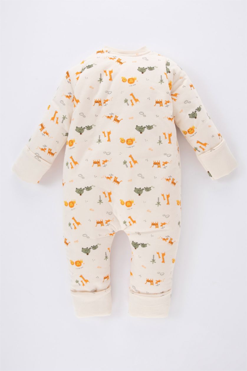 BÉBÉ GARÇON Écru Salopette Jersey Avec Fermeture Aux Poignets Pour Bébé Garçon Nouveau-Né"