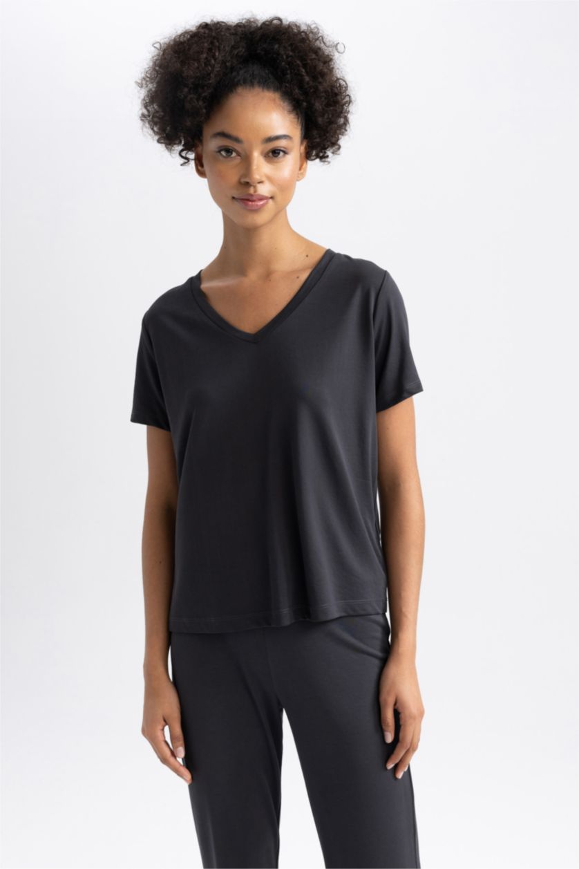 WOMAN Anthracite Standard Fit Premium V Neck Sports T-Shirt
