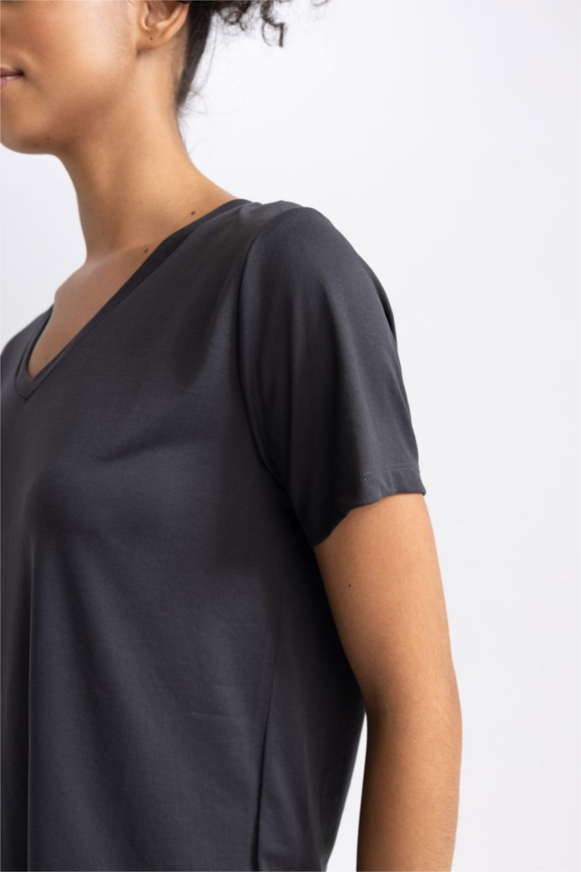 WOMAN Anthracite Standard Fit Premium V Neck Sports T-Shirt