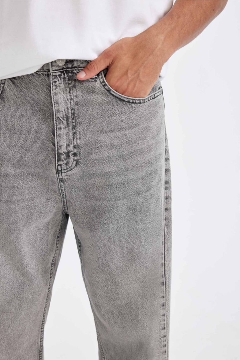 رجالي رمادي بنطلون جينز باجي