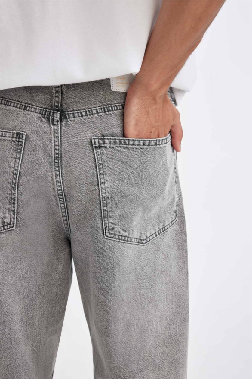 رجالي رمادي بنطلون جينز باجي
