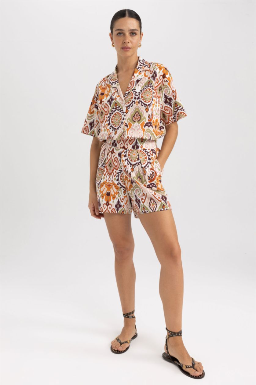 نساء كاكي قميص بولو قطن قصة عادية