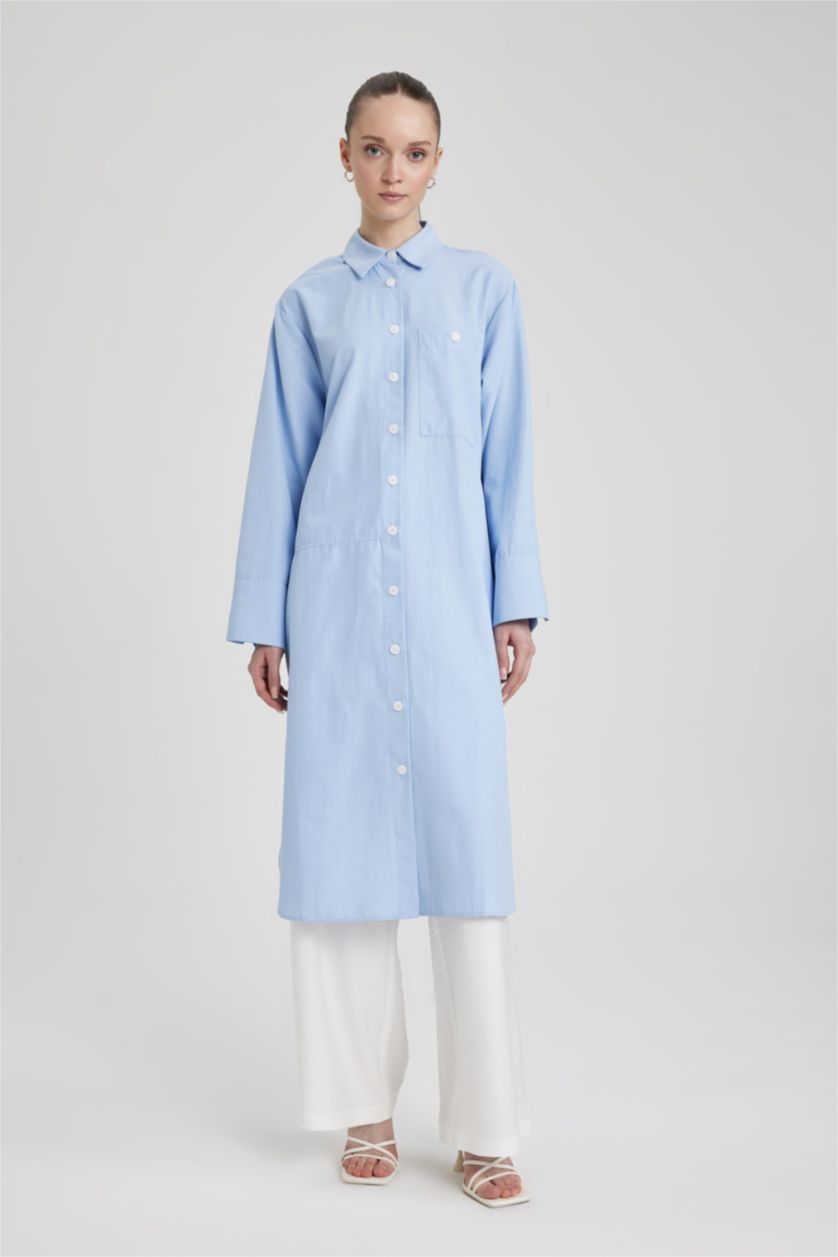 WOMAN Light Blue Relax Fit Poplin Long Sleeve Tunic