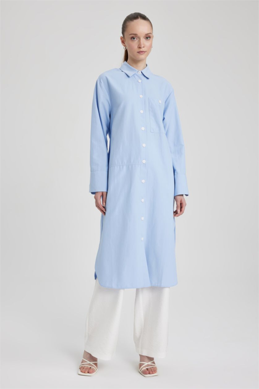 WOMAN Light Blue Relax Fit Poplin Long Sleeve Tunic