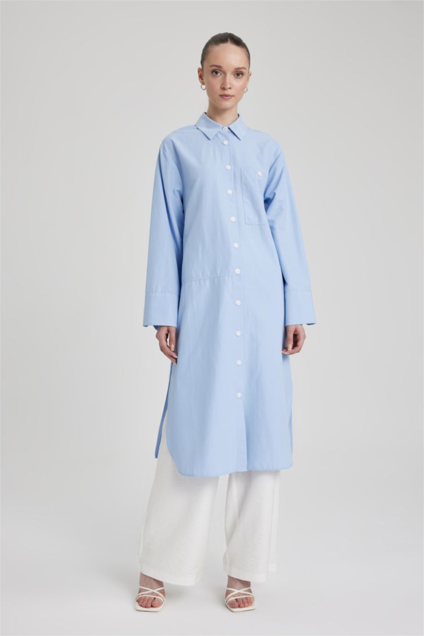 WOMAN Light Blue Relax Fit Poplin Long Sleeve Tunic