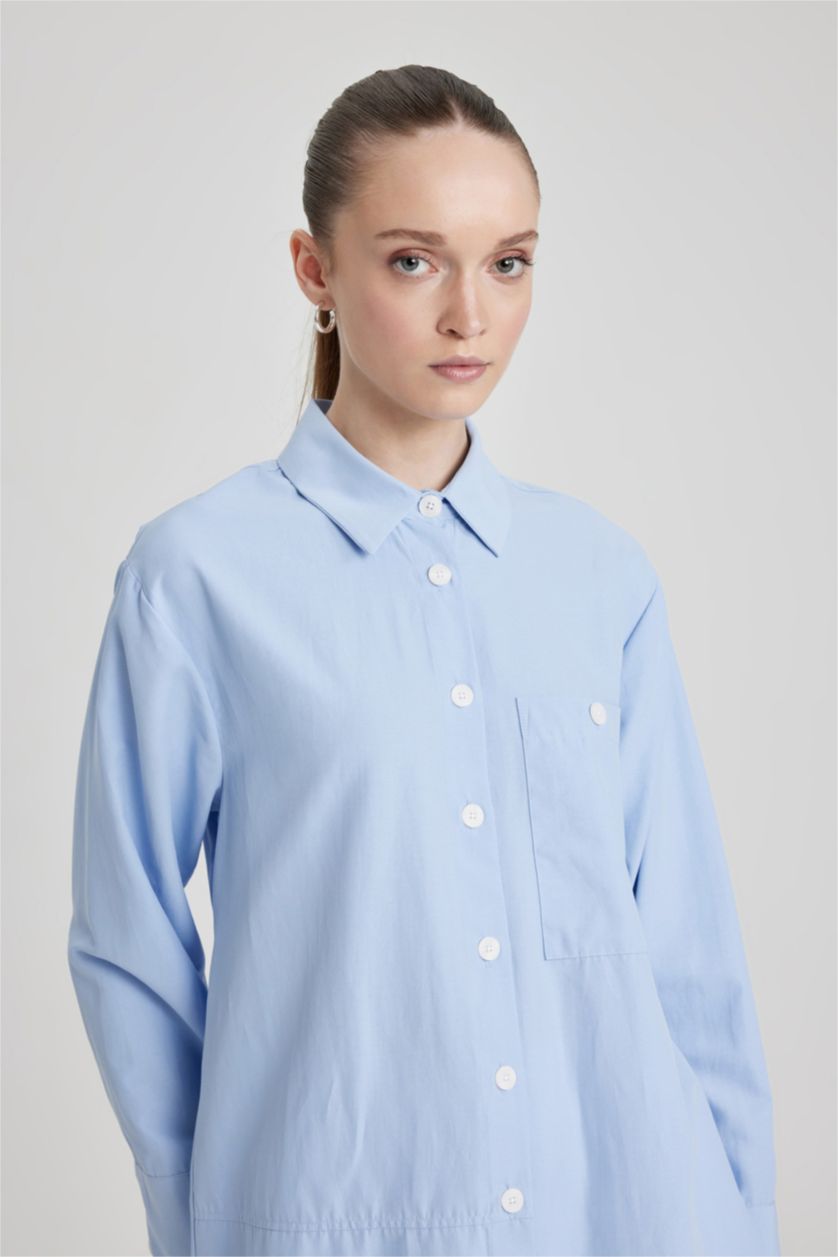 WOMAN Light Blue Relax Fit Poplin Long Sleeve Tunic