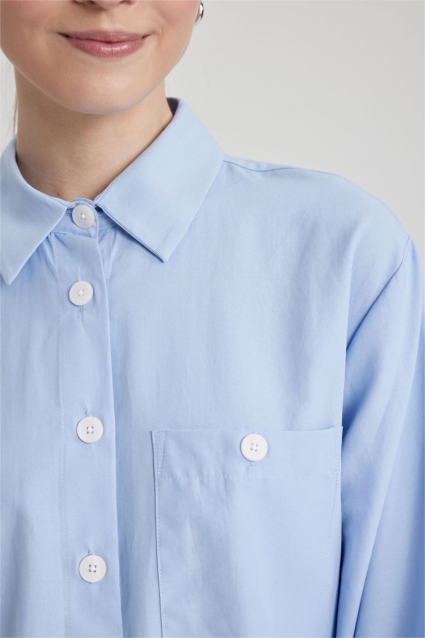 WOMAN Light Blue Relax Fit Poplin Long Sleeve Tunic