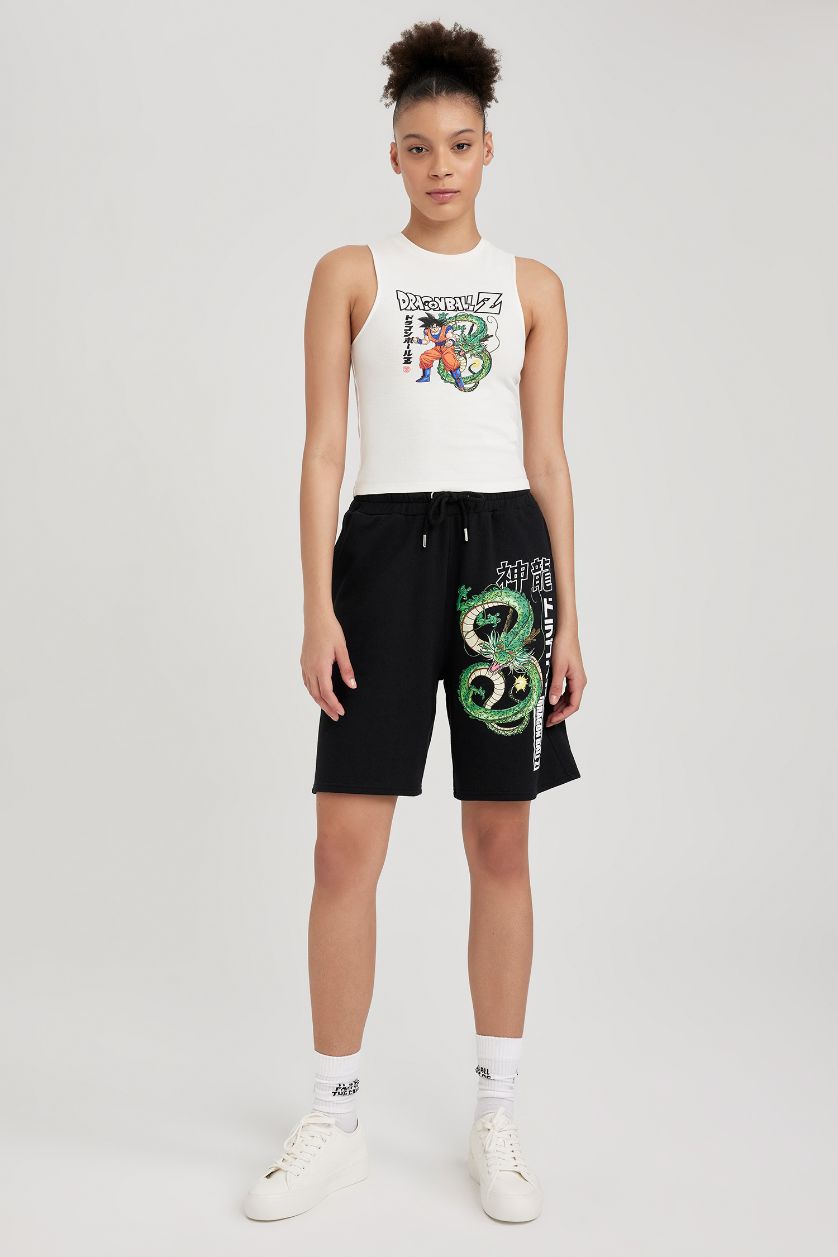 Woman White Slim Fit Printed Dragon Ball T-Shirt