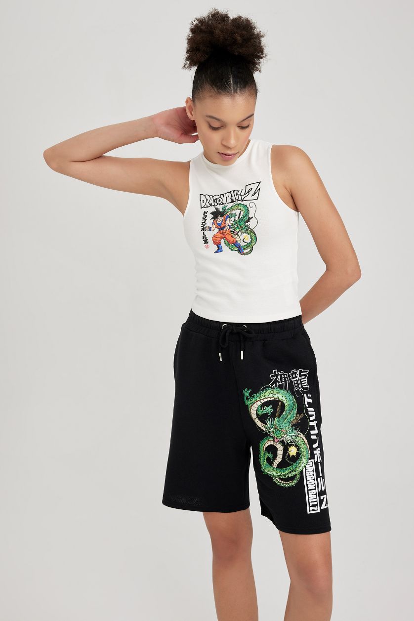 Woman White Slim Fit Printed Dragon Ball T-Shirt